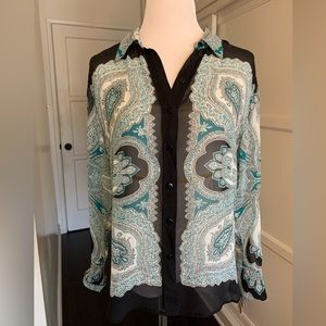 043 I.N.C. Paisley Long Sleeved Blouse